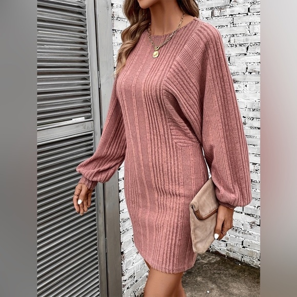 Dream Delight Sweater Dress with Puff Sleeve - Picture 4 of 5